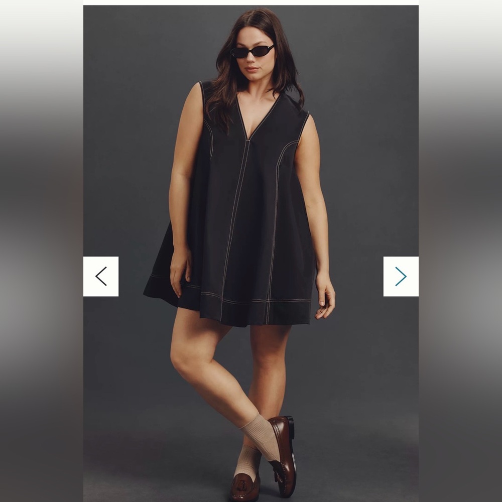 Anthropologie Black Sleeveless V-Neck Mini Dress